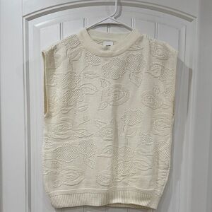 Sweater Bazaar Vintage Cream Knit Sleeveless Sweater Top